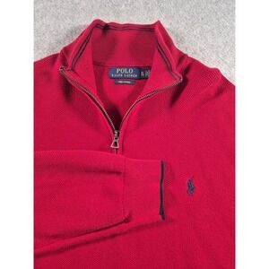 Polo Ralph Lauren Quarter Zip Sweater Men's XL Red Pima Cotton Pullover